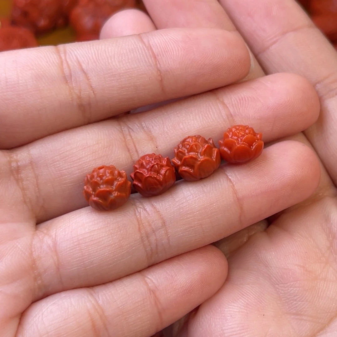 南红玛瑙未镶嵌川料瓦西莲花座9mm尺寸多样性发货其中一件