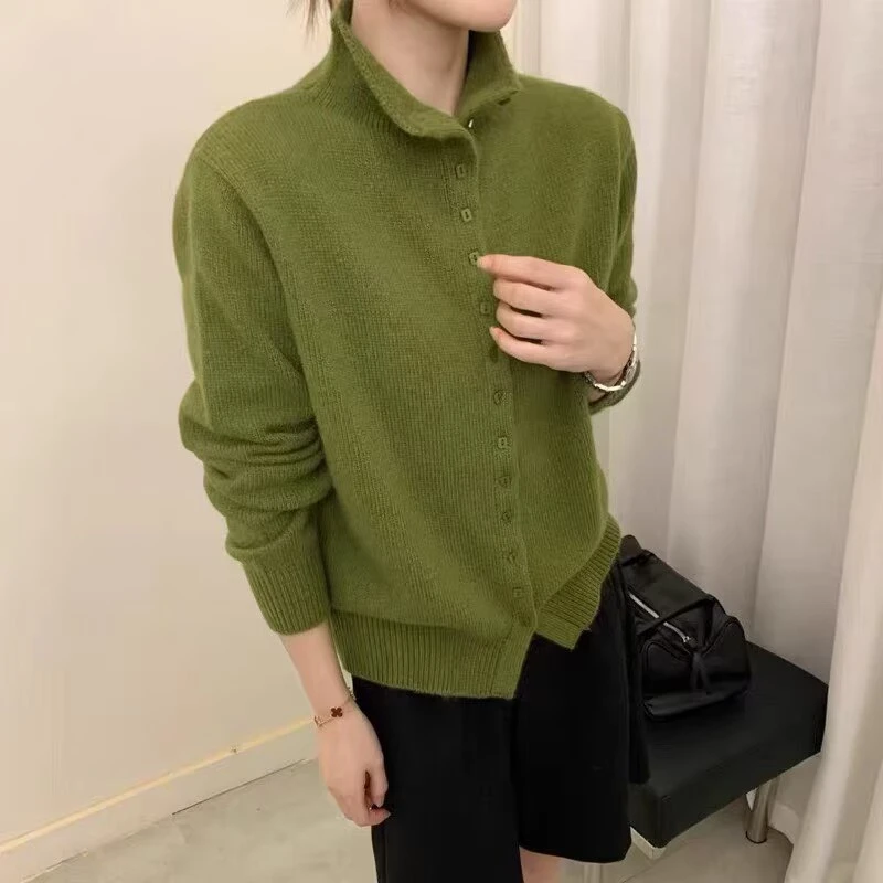 【气质小方扣--抹茶绿】2025新款针织上衣开衫毛衣女洋气百搭