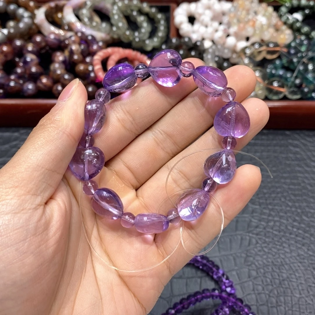 未镶嵌手链水晶玻利维亚爱心紫水