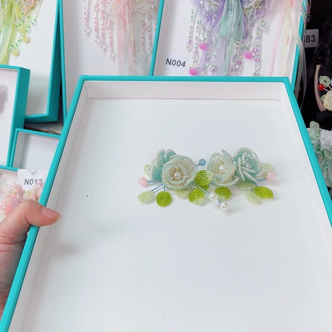 布艺非金属绿玫瑰花1对