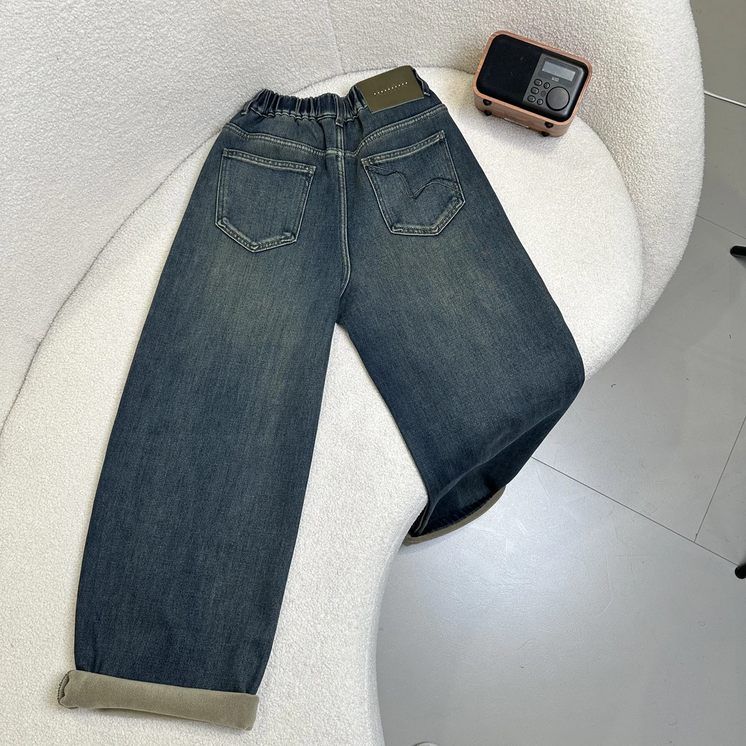【2025冬款新品】青少年时尚百搭加绒加厚休闲水洗牛仔裤H5050
