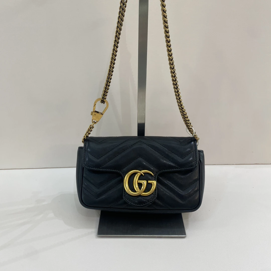 95新 GUCCI/古驰 Gucci古驰黑金马蒙mini链条包