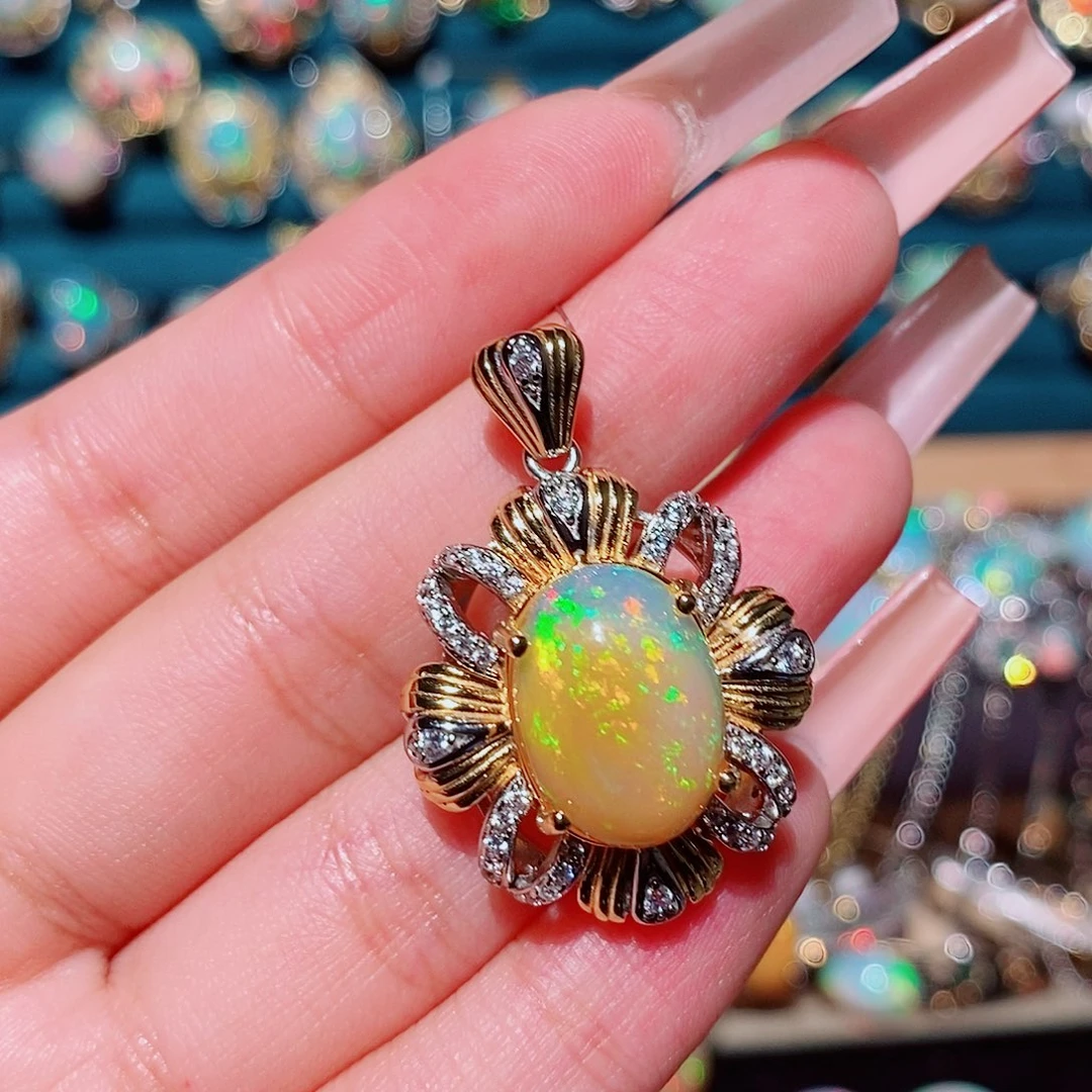 欧泊银S925镶嵌吊坠