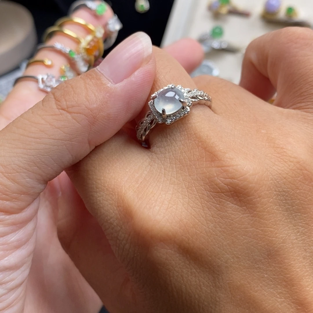 翡翠银S925镶嵌戒指