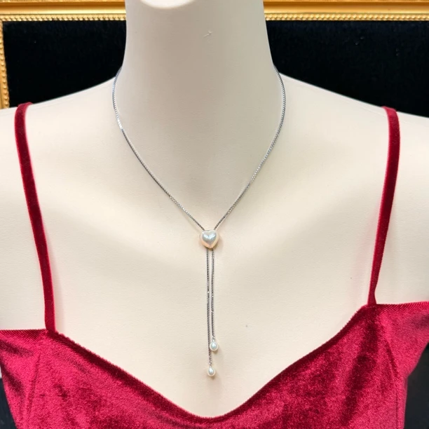 【六六中古】孤品优雅马贝珠镶海水珍珠项链ty2450链长47珠子11.45