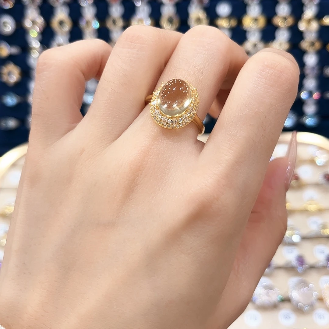 黄晶女款银S925镶嵌戒指