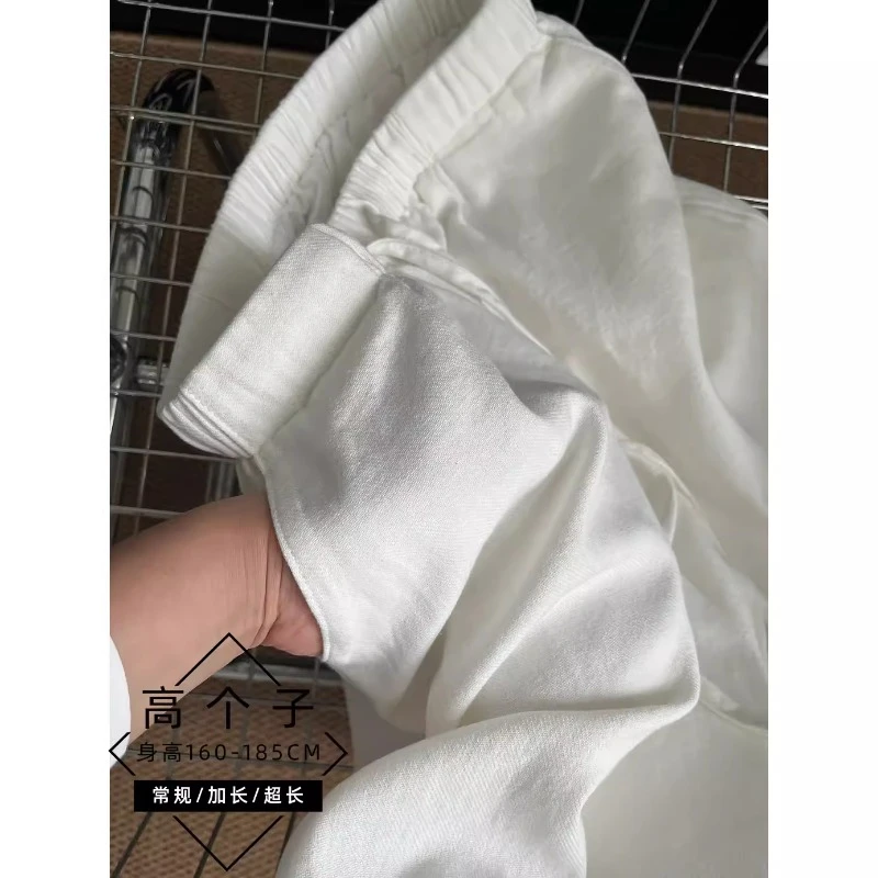 小个子夏日垂感阔腿裤女薄款梨形身材松弛感高腰宽松显瘦拖地长裤