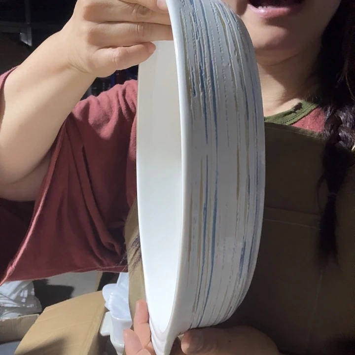 外贸尾单高温陶瓷微瑕粗陶鱼盘