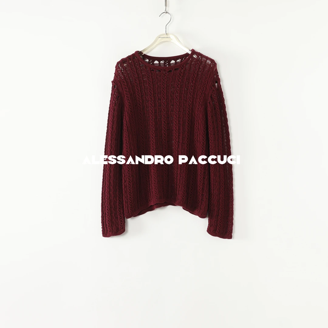 AP洛哥51064ST【虚篇】100棉圆领镂空编织时尚百搭休闲长袖套头衫