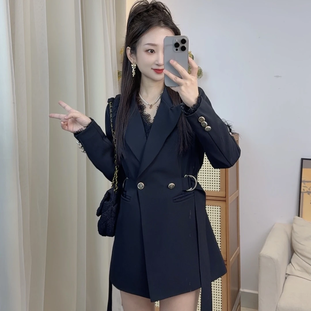 小个子定制收腰西装外套春秋新款腰带气质百搭时尚显瘦设计感修身
