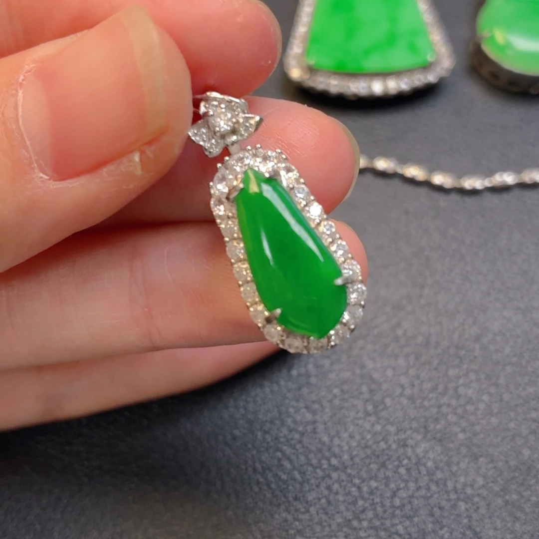 翡翠银S925镶嵌吊坠(不含链)