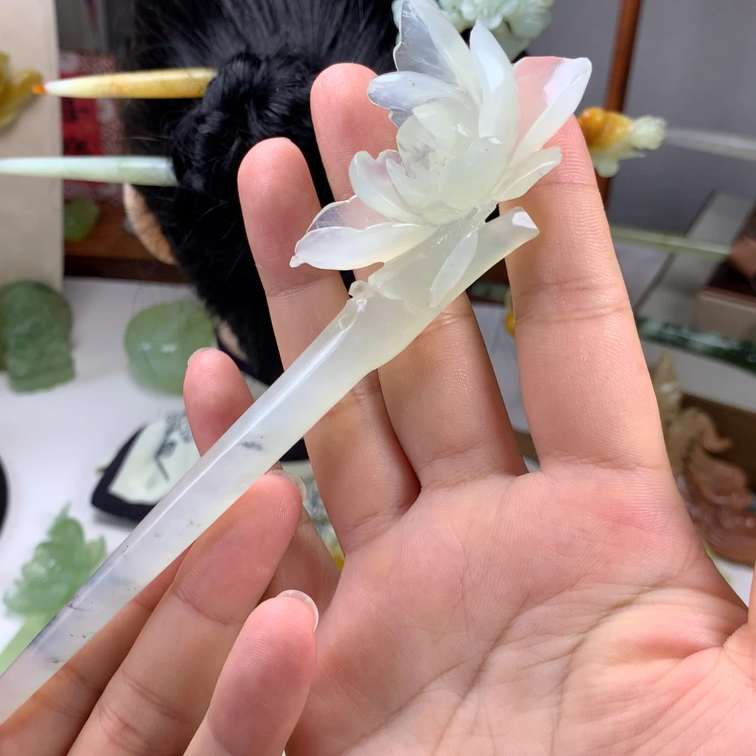 未镶嵌蛇纹石玉发簪