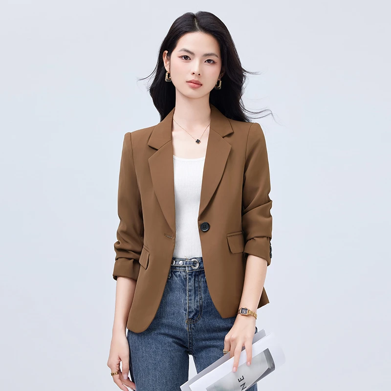 新款短款修身西装外套女士春秋收腰小个子气质休闲高级感西服上衣