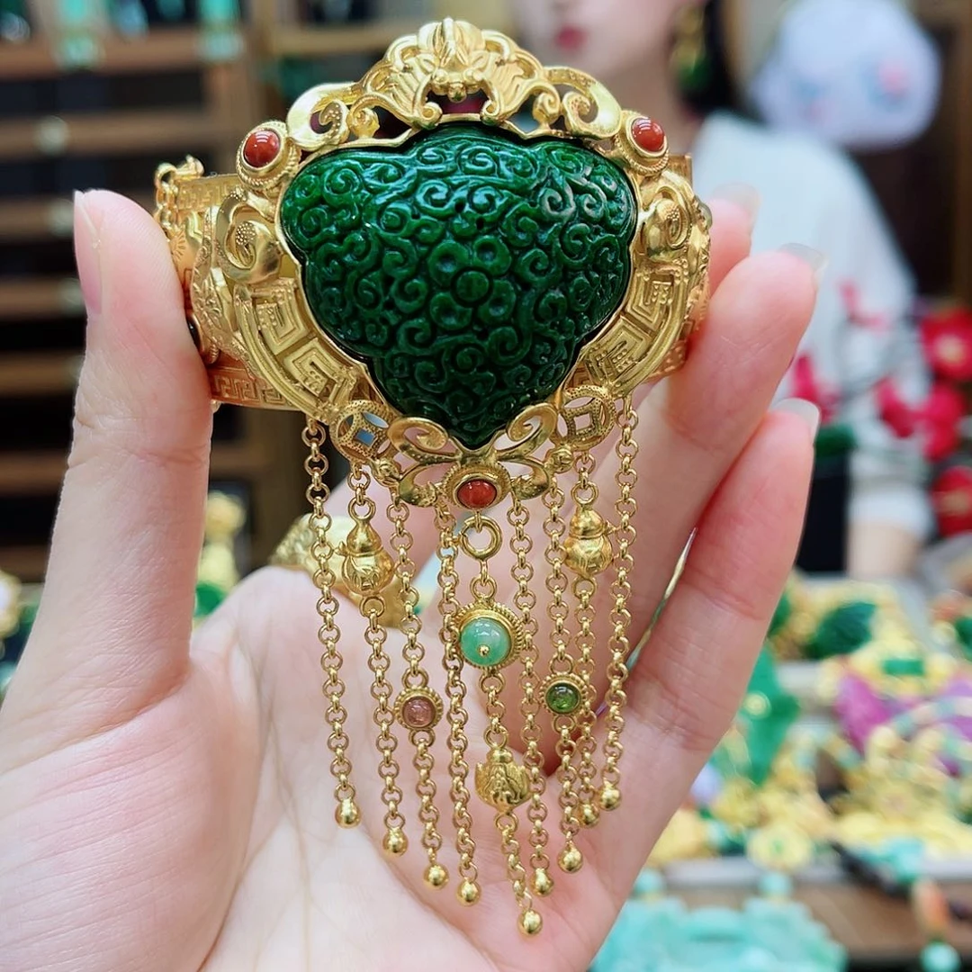 银S925镶嵌手镯翡翠48小时鉴赏期1