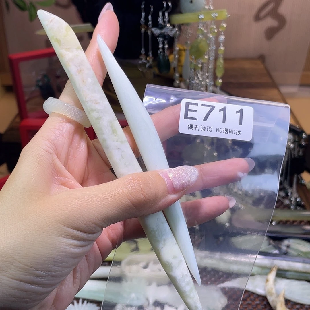 蛇纹石玉发饰银S925镀金镶嵌?****?