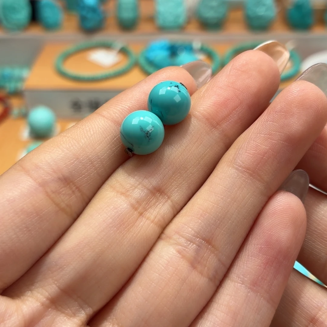 绿松石未镶嵌珠宝奇石圆珠9➕