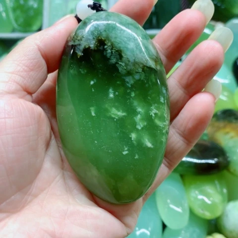 未镶嵌蛇纹石玉手把件