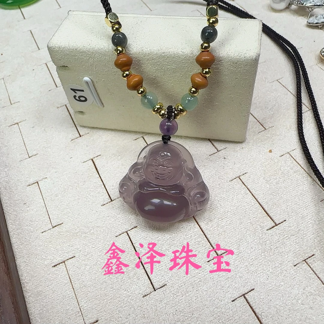 〖鑫泽珠宝〗纯天然巴西原矿帝王紫玛瑙玉髓佛公平安纳福女吊坠成品