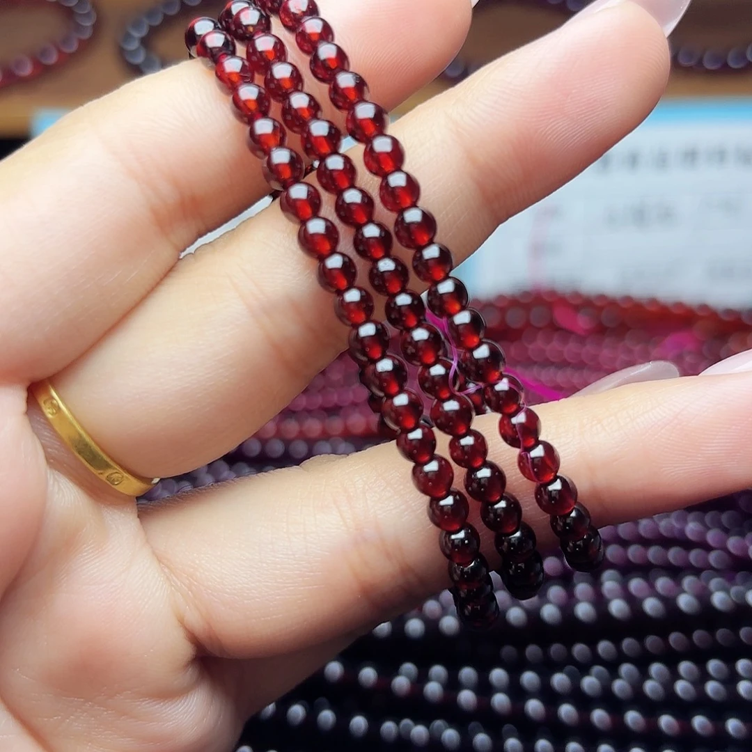 未镶嵌手链石榴石卡4酒红三圈毕业级