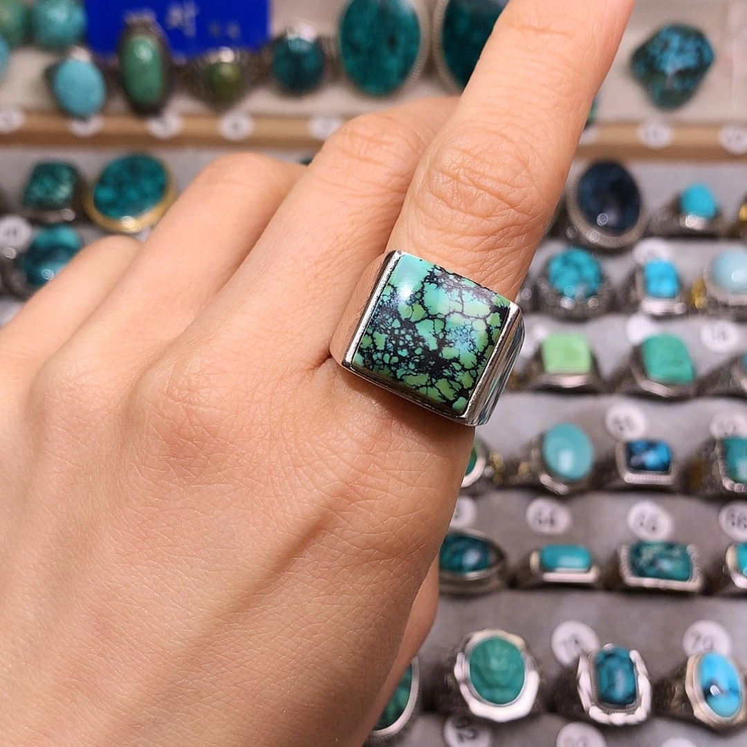 绿松石挂件银S925镶嵌