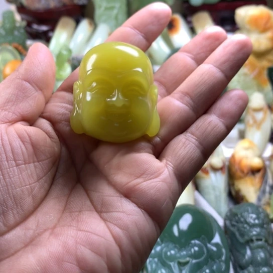 农***岸蛇纹石玉未镶嵌岫玉手把件