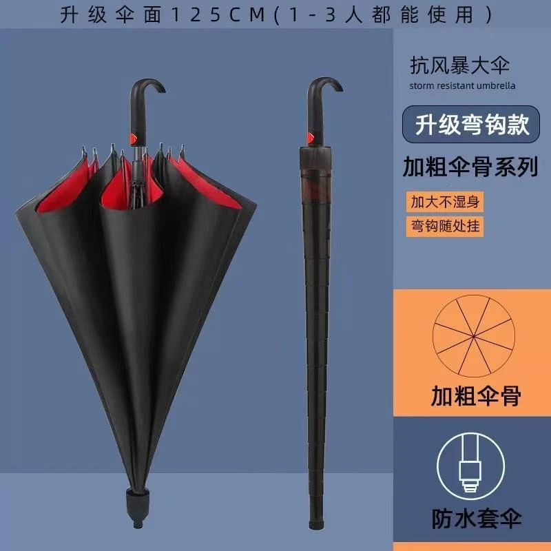 加固抗风高尔夫伞雨伞大号超大号半自动黑胶遮阳防晒晴雨两用伞