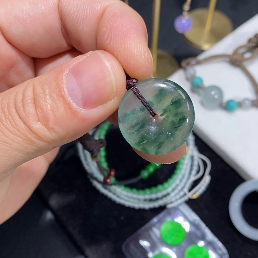 翡翠裸石冰飘花平安扣