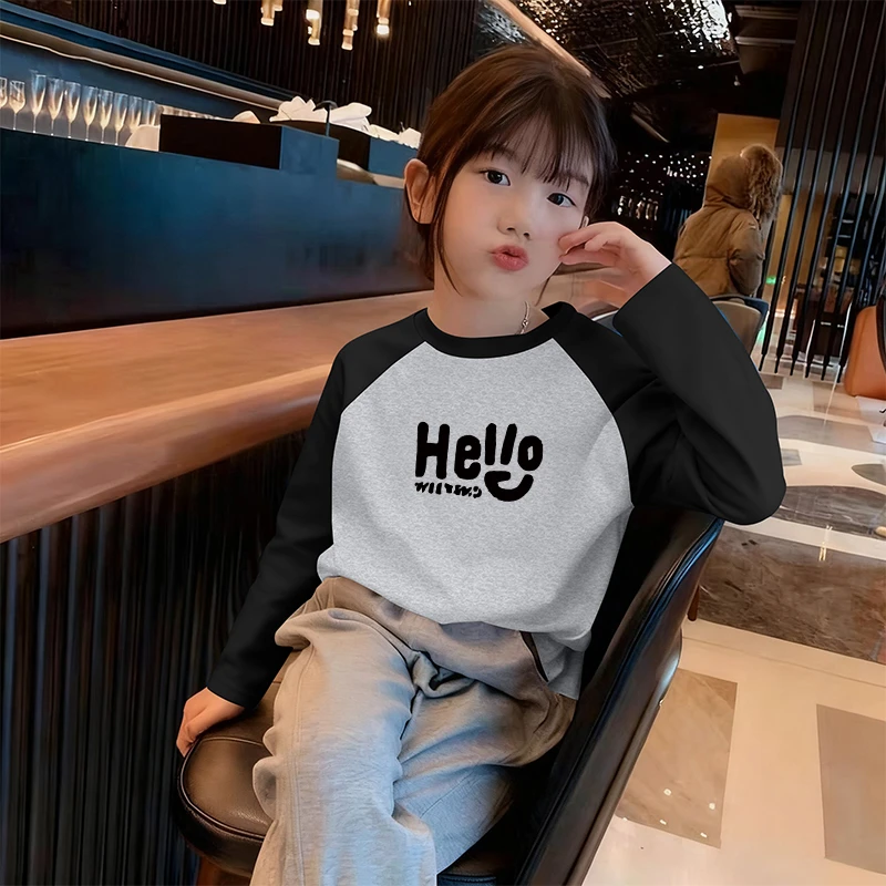 儿童新款男女童德绒插肩保暖秋冬上衣服中小童宝宝长袖T恤打底衫