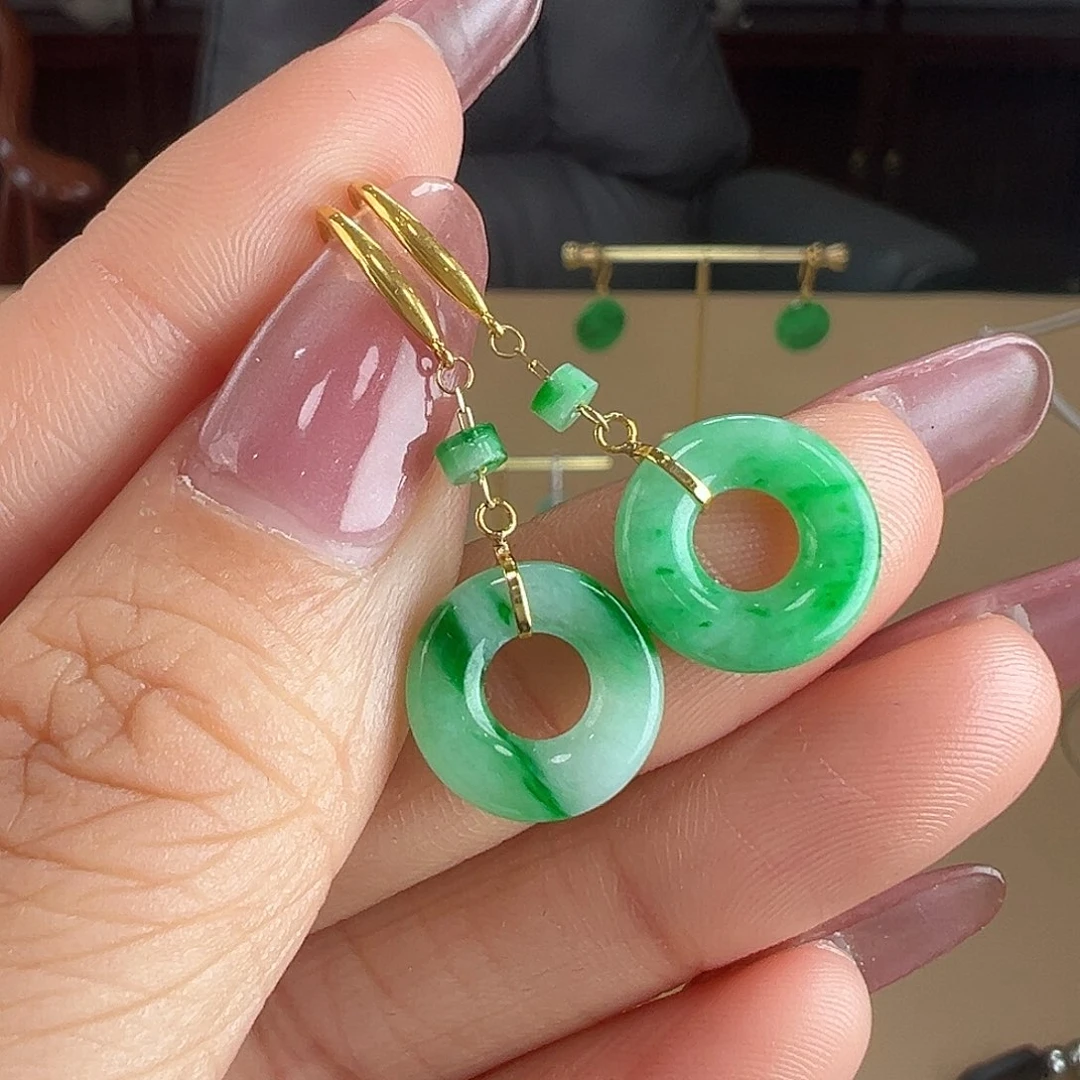 翡翠18K金镶嵌耳饰耳饰