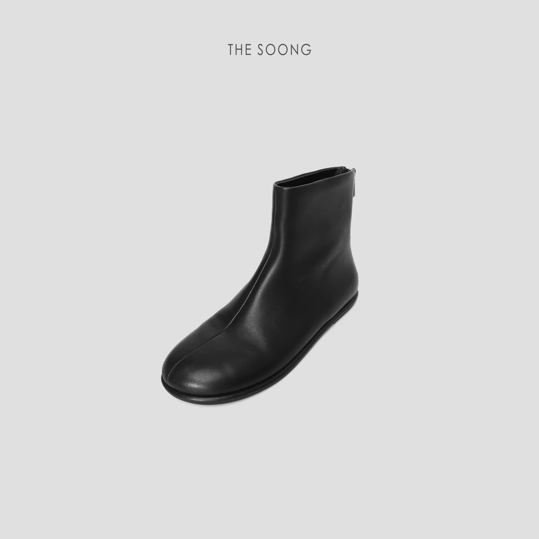 THESOONG|"重磅柔软肌理羊皮"极简弹力时髦百搭圆头皮靴HWXZ7499