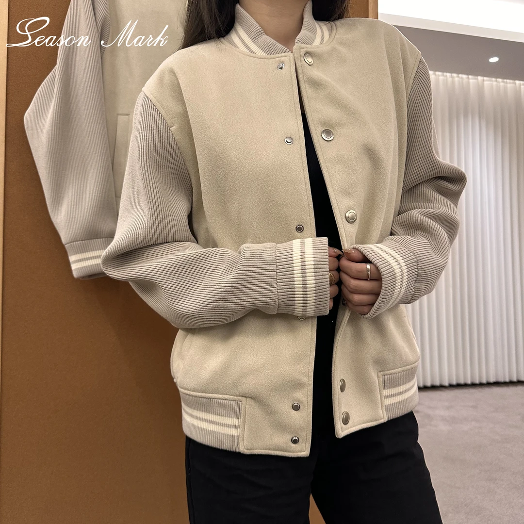 SEASONMARK秋冬新款袖子拼接棒球服夹克休闲百搭cleanfit简约外套