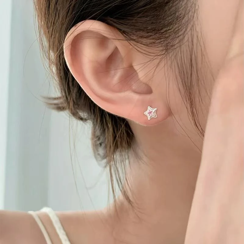 铜合金锆石耳饰 韩式精致星星耳钉女甜美时尚简约小众高级感轻奢