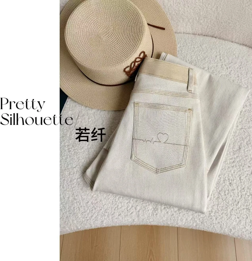 Pretty Silhouette/若纤A19【鹅黄色】春夏九分直筒奶奶裤阔腿显瘦