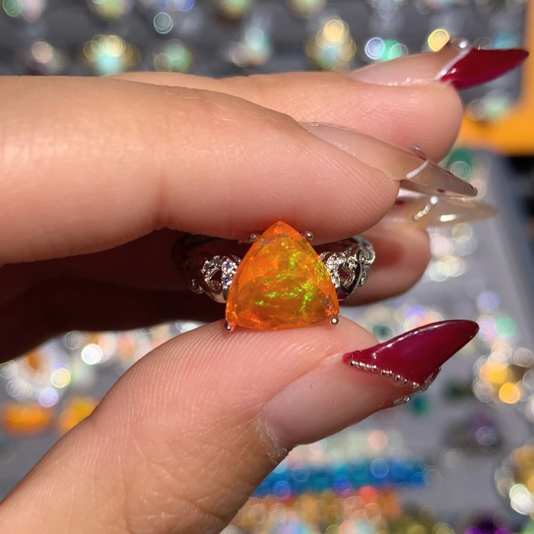 欧泊银S925镶嵌欧泊戒指y