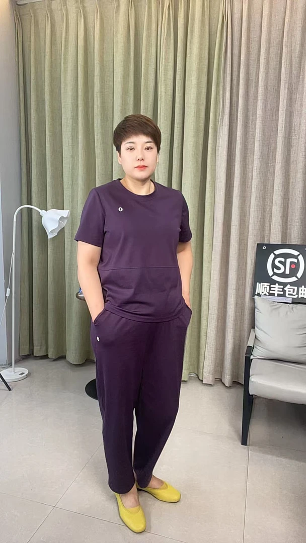 2025夏季新款圆领显瘦大码休闲套装118