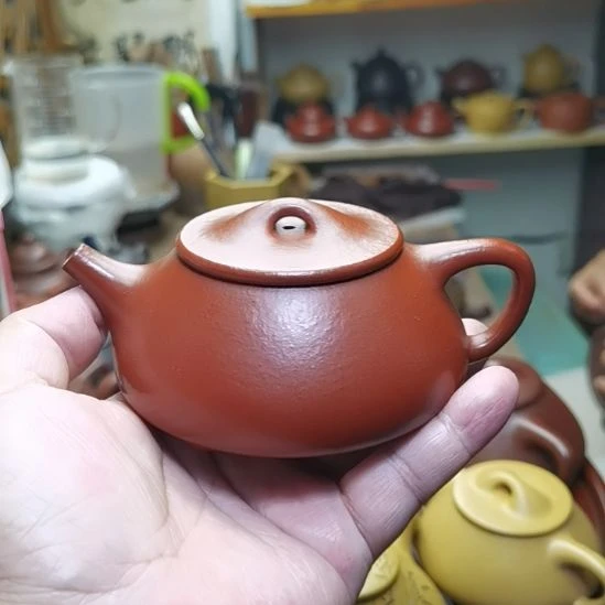 肥***坤茶壶紫砂朱泥，景舟石瓢壶，200CC容量