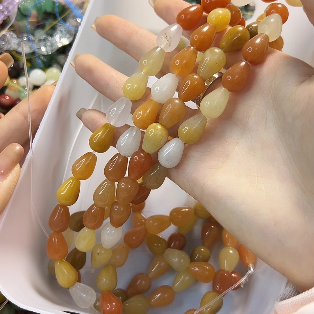 玛瑙/玉髓未镶嵌珠宝半成品金丝玉水滴一条