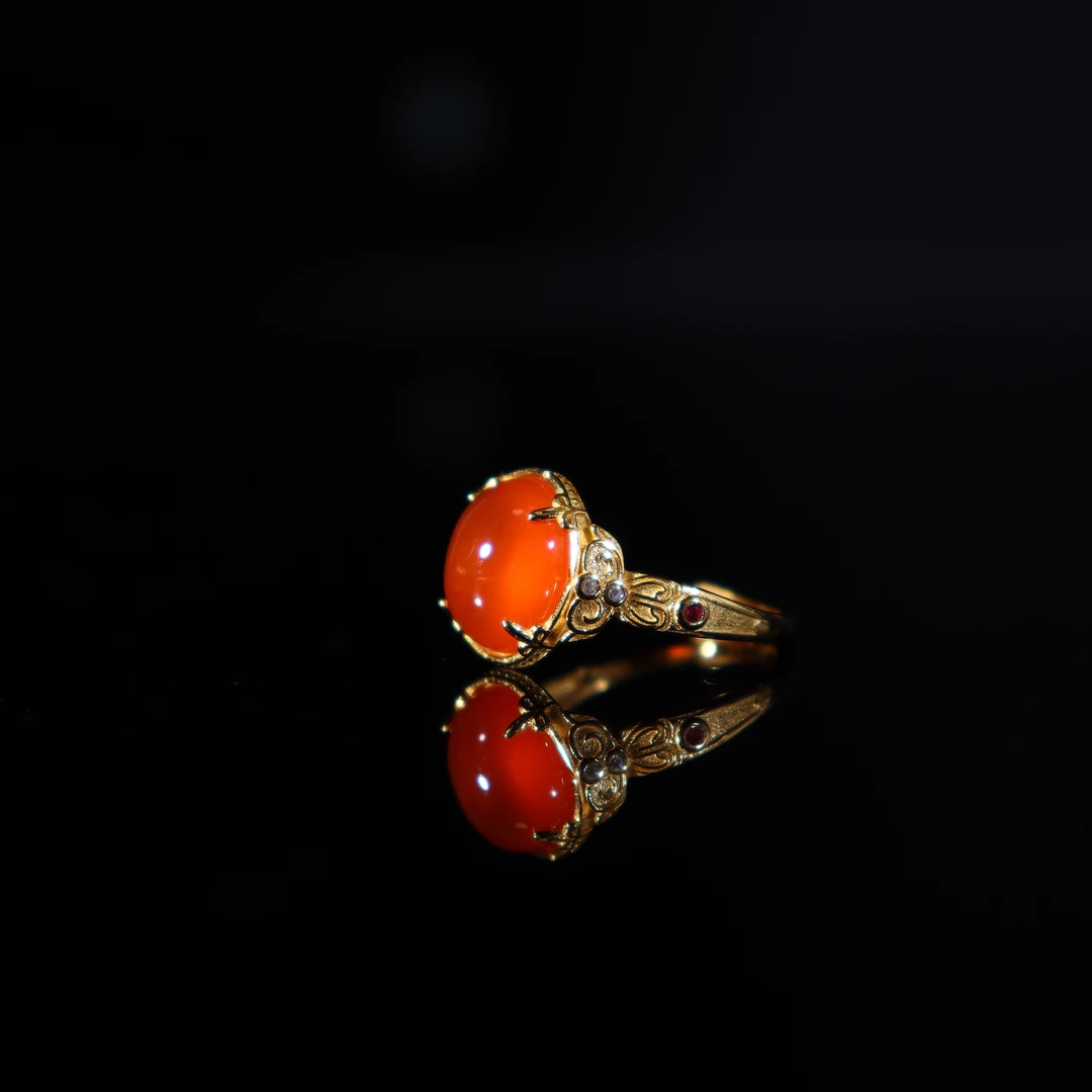 原矿南红S925银复古戒指（多样性发货，拍一发一）