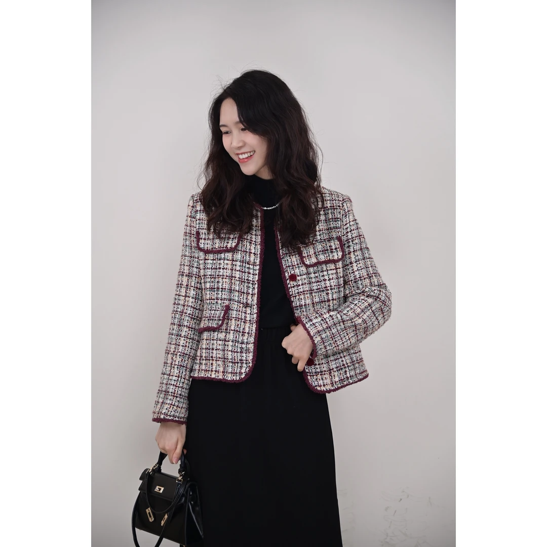 《溪上年货》复古拼色边花呢小香外套 浮力NO退no换