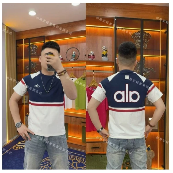 K375 拼色字母半袖 T恤潮流带字母烫印青年潮男刺绣