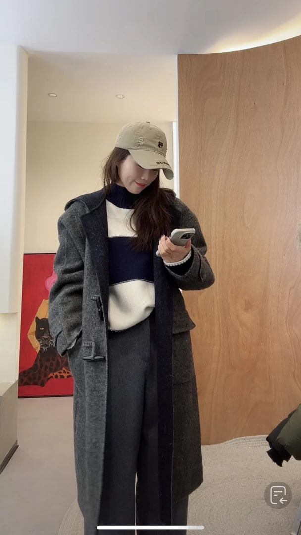 YOUCAI24冬季｜木棍扣连帽羊毛大衣