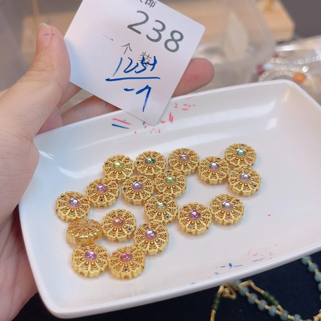 水晶珠宝半成品银S925镀金镶嵌238 。
