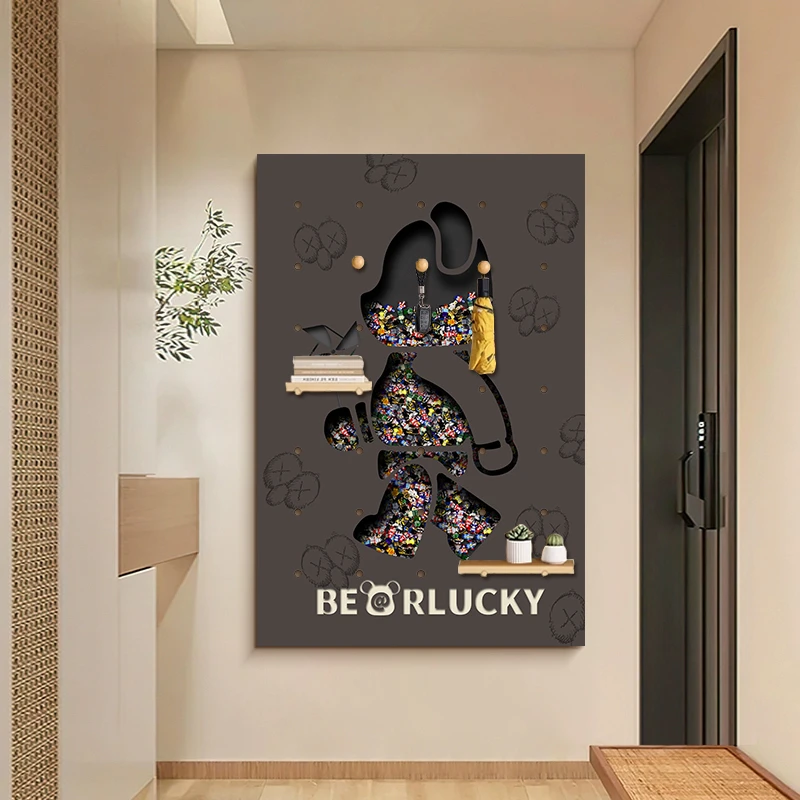 暴力熊玄关洞洞板置物板米奇置物架玄关挂画80*120