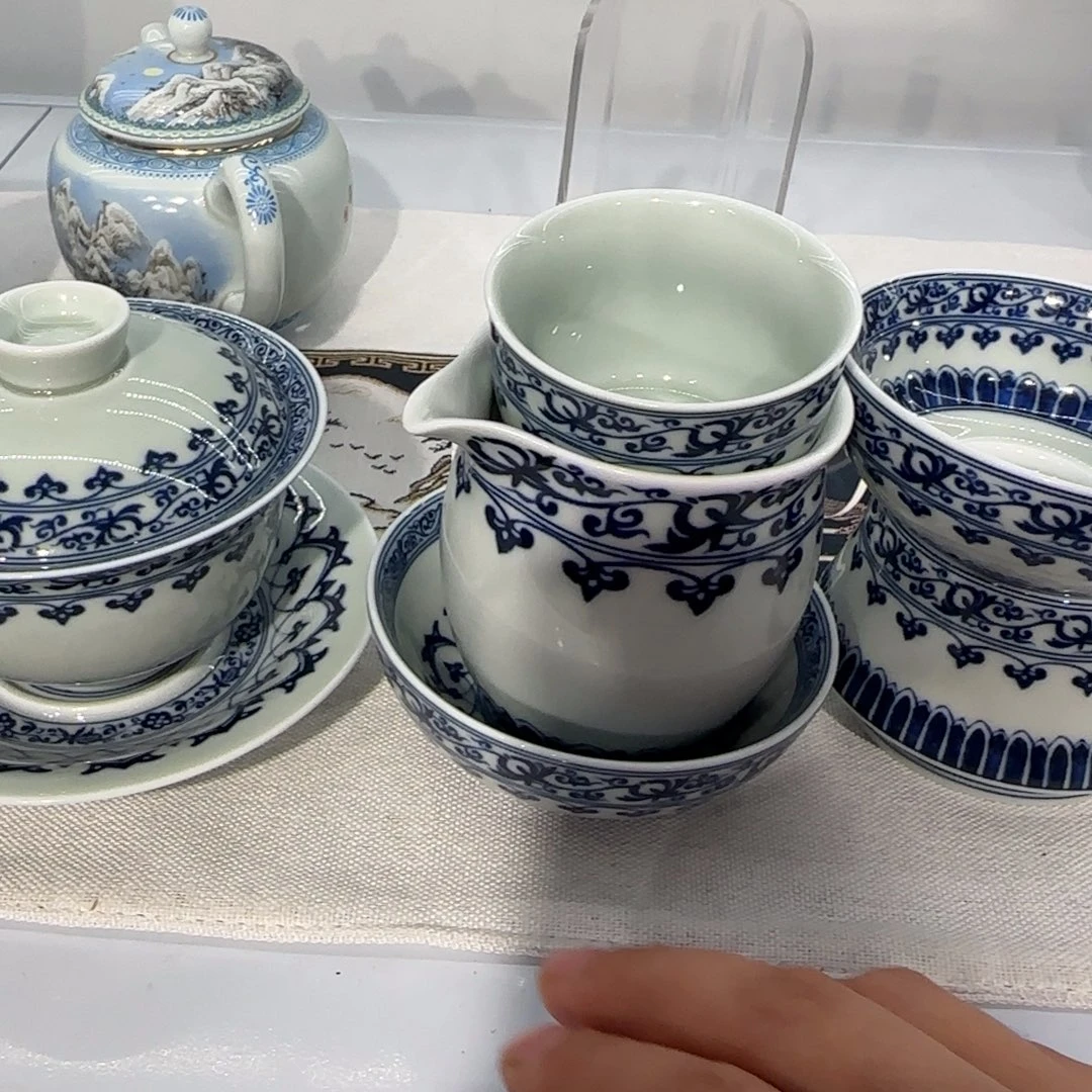 习***好盖碗4客杯主人杯公道茶漏8套装