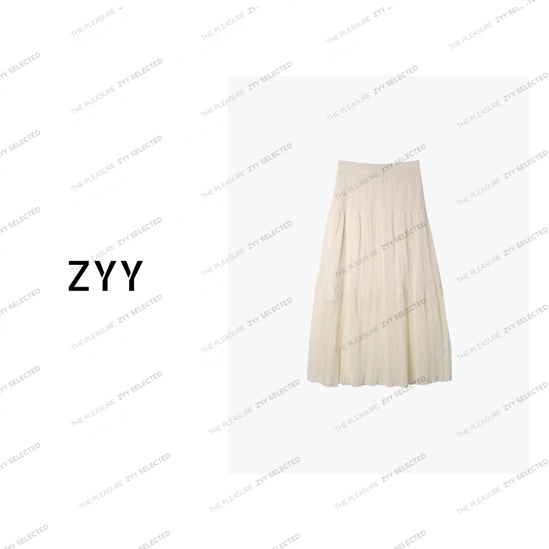 ZYY【巴黎之恋】2025S/S新品松紧高腰垂坠感A字大摆裙X25XBSQD01303