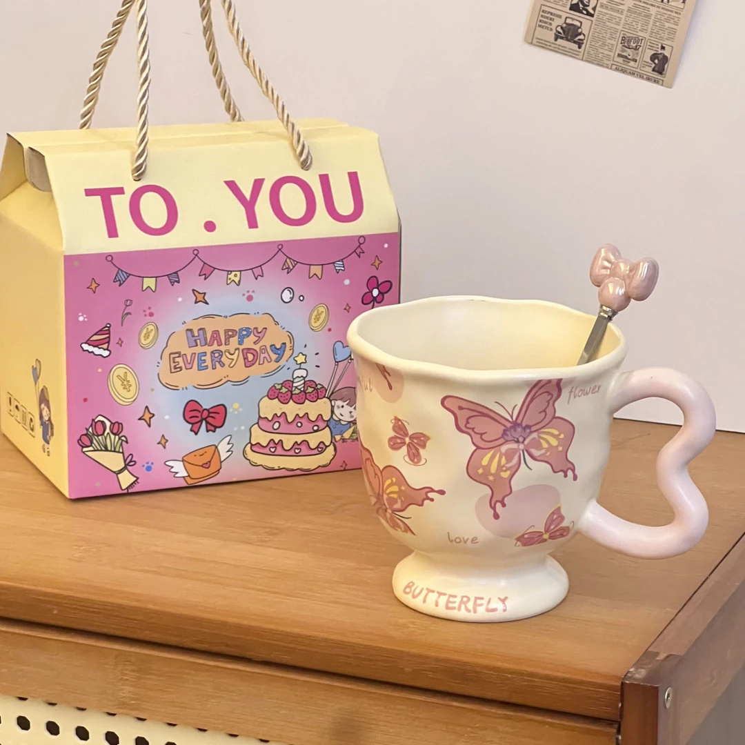 少女心生日礼物高颜值蝴蝶水杯送男女朋友姐妹儿童有意义实用礼品