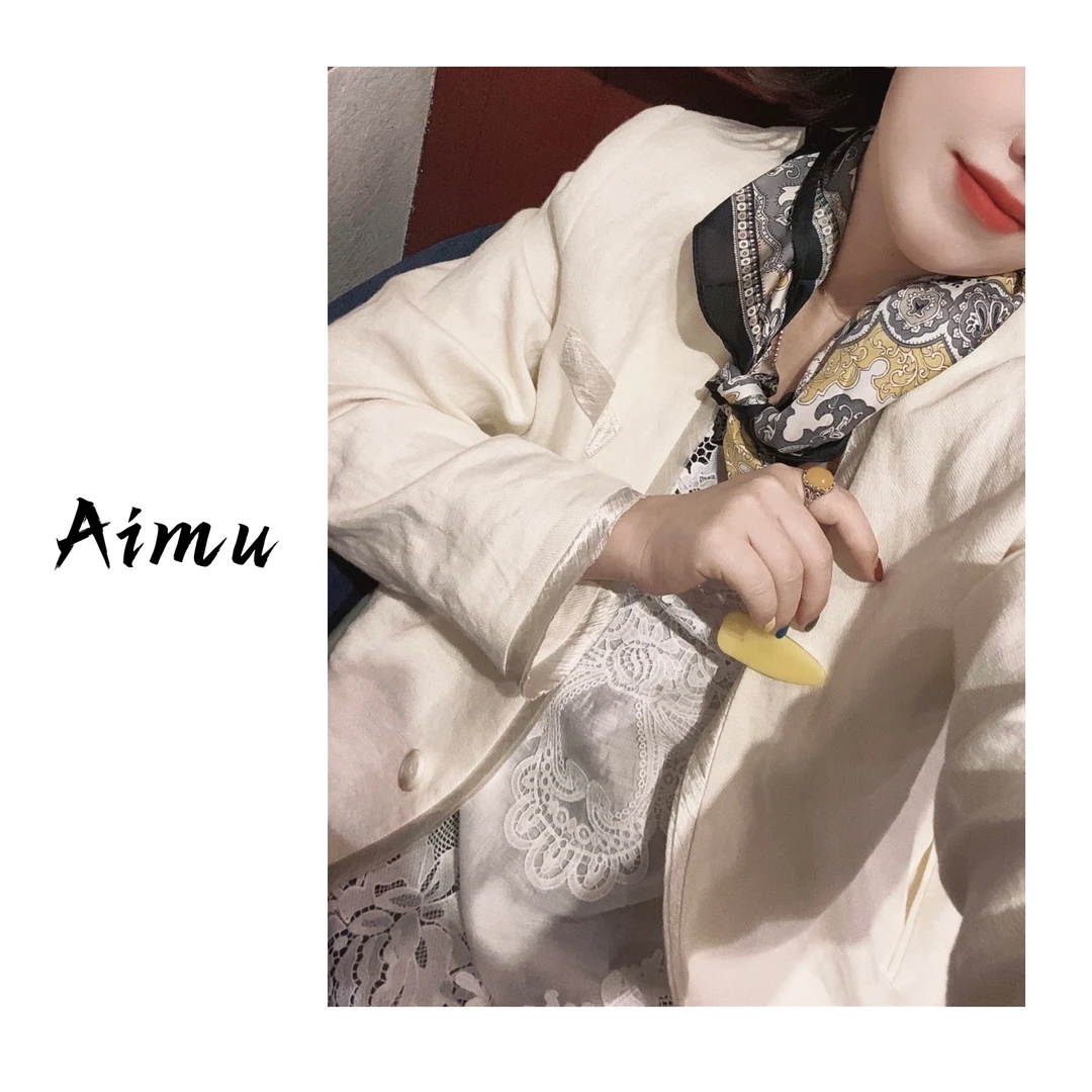 欧货时尚简约舒适百搭V领一扣品质麻料西服外套