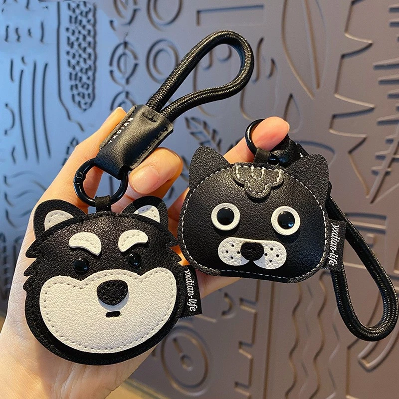 新款皮质小狗钥匙扣二哈挂件精致男女汽车钥匙链情侣包包挂饰礼物