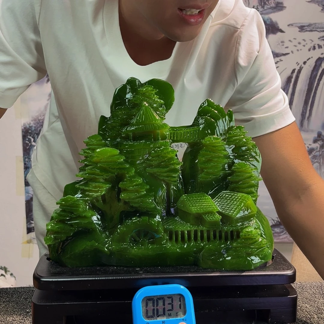 用***3玉玉摆件绿色带底座
