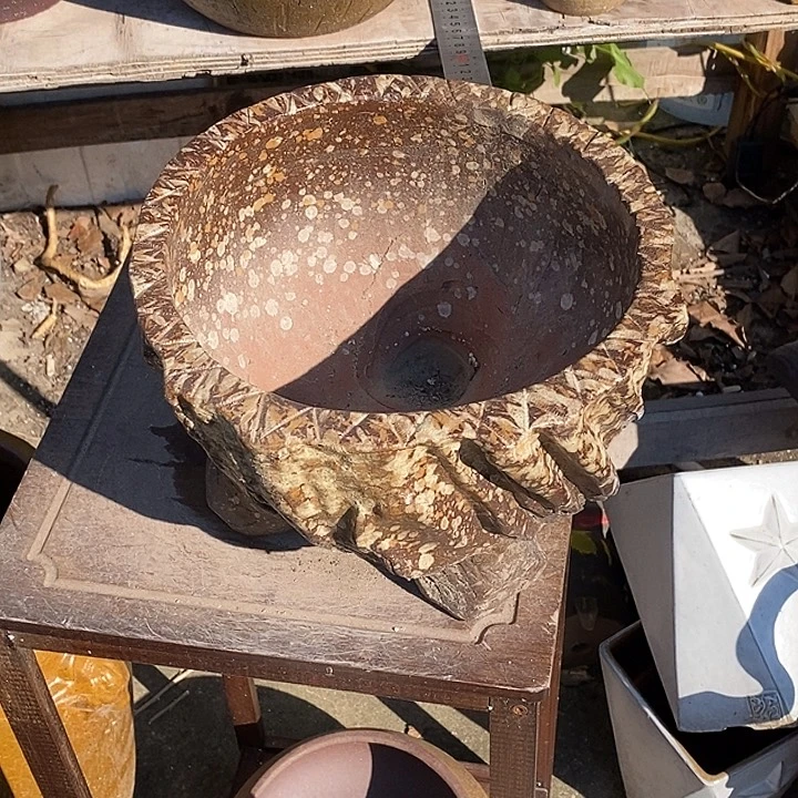 紫砂花盆口24高度18手工处理